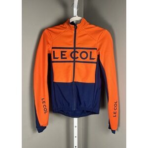 Le Col Men's Sport Winter Jacket Orange Navy Cycling Full Zip Made in Italy S